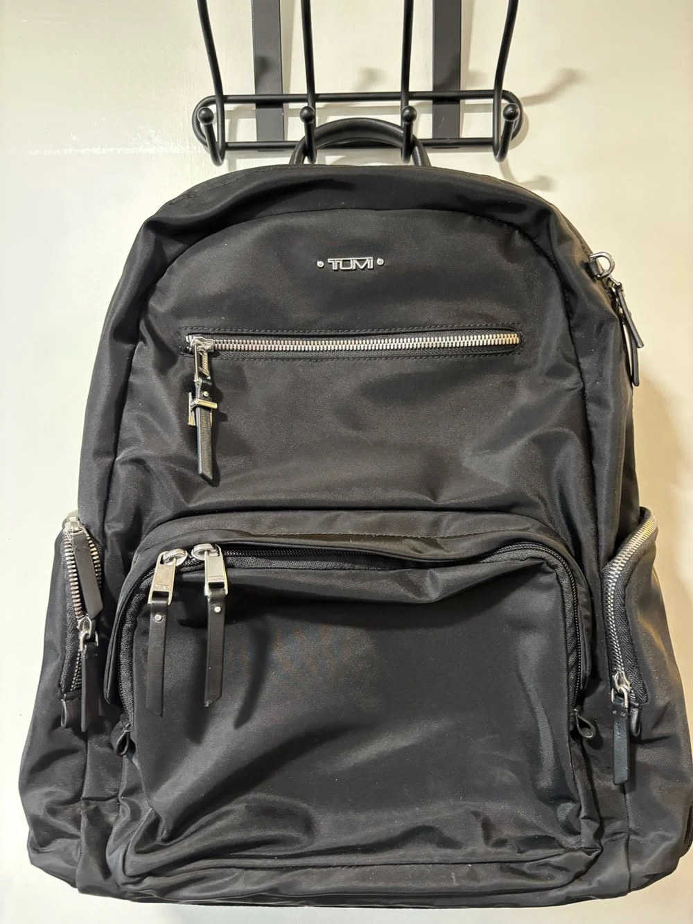 TUMI Voyager Carson Backpack Black Nylon Silver Hardware Travel Laptop Bag
